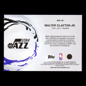 Walter Clayton Jr. RC 2025-26 Topps Generation Now Rookie Jazz