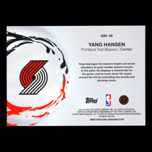 Yang Hansen RC 2025-26 Topps Generation Now Rookie Blazers