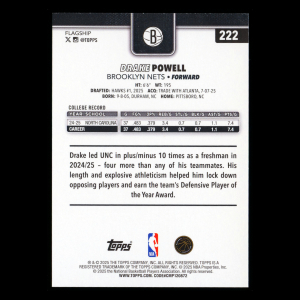 Drake Powell RC 2025-26 Topps Rookie Nets