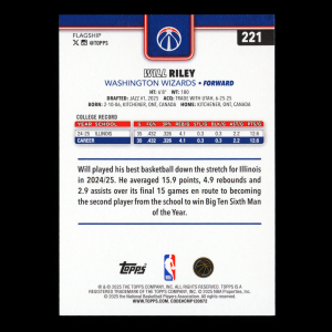 Will Riley RC 2025-26 Topps Rookie Wizards