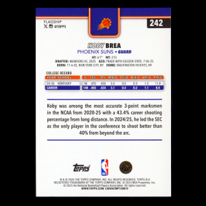 Koby Brea RC 2025-26 Topps Rookie Suns