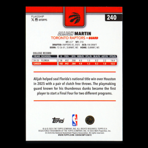Alijah Martin RC 2025-26 Topps Rookie Raptors
