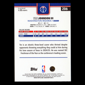 Tre Johnson III RC 2025-26 Topps Rookie Wizards