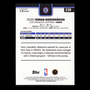 Yanic Konan-Niederhuser RC 2025-26 Topps Rookie Clippers