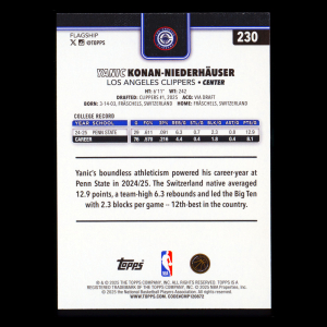 Yanic Konan-Niederhuser RC 2025-26 Topps Rookie Clippers