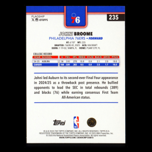 Johni Broome RC 2025-26 Topps Rookie 76ers