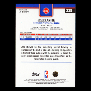 Chaz Lanier RC 2025-26 Topps Rookie Pistons