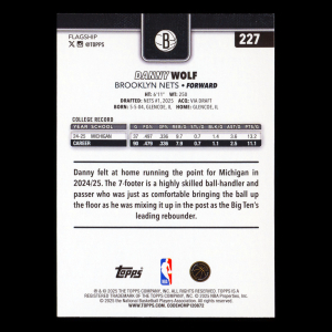 Danny Wolf RC 2025-26 Topps Rookie Nets
