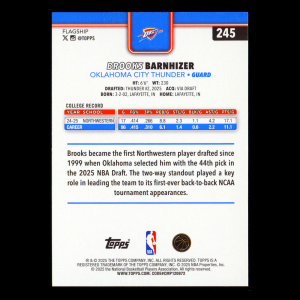 Brooks Barnhizer RC 2025-26 Topps Rookie Thunder