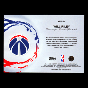 Will Riley RC 2025-26 Topps Rookie Wizards