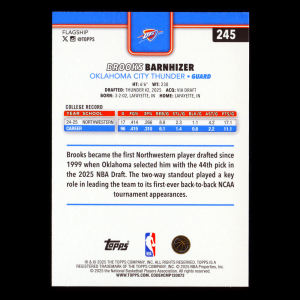 Brooks Barnhizer RC 2025-26 Topps Rookie Thunder