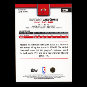 Kasparas Jakuionis RC 2025-26 Topps Rookie Heat