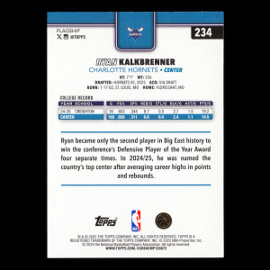 Ryan Kalkbrenner RC 2025-26 Topps Rookie Hornets