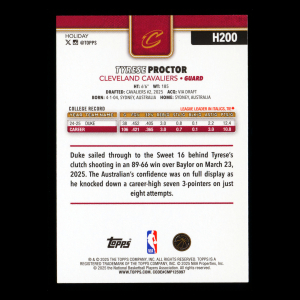 Tyrese Proctor RC 2025-26 Topps Holiday Rookie Cavaliers