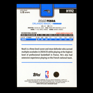 Noah Penda RC 2025-26 Topps Holiday Rookie Magic