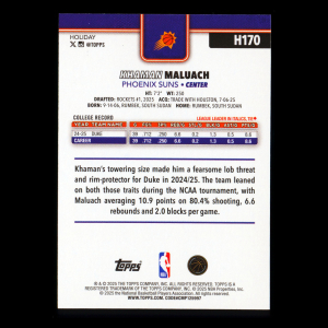 Khaman Maluach RC 2025-26 Topps Holiday Rookie Suns