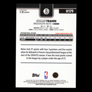 Nolan Traore RC 2025-26 Topps Holiday Rookie Nets