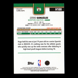 Hugo Gonzales RC 2025-26 Topps Holiday Rookie Celtics