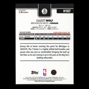 Danny Wolf RC 2025-26 Topps Holiday Rookie Nets