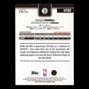 Drake Powell RC 2025-26 Topps Holiday Rookie Nets