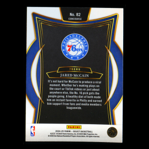 Jared McCain RC 2024-25 Select Blue Rookie 76ers