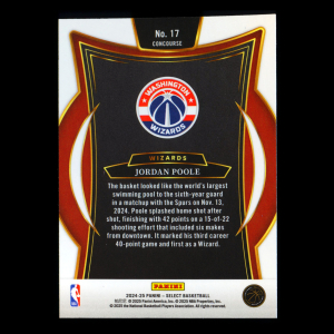 Jordan Poole 2024-25 Select Blue Wizards