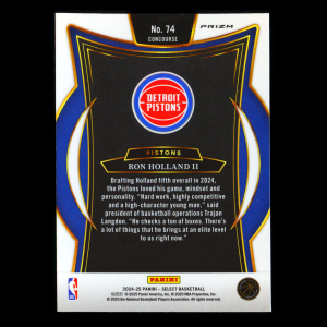 Ron Holland II RC 2024-25 Select Orange Flash Prizm Rookie Pistons