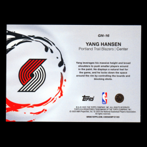 Yang Hansen RC 2025-26 Topps Generation Now Silver Holo Foil Rookie Blazers