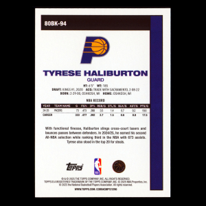 Tyrese Haliburton 2025-26 Topps '80-81 Topps Retro Pacers