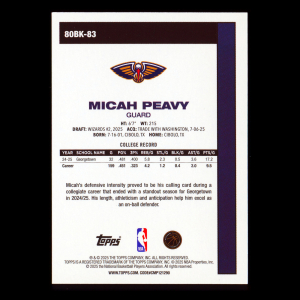 Micah Peavy RC 2025-26 Topps '80-81 Topps Retro Rookie Pelicans