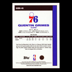 Quentin Grimes 2025-26 Topps '80-81 Topps Retro 76ers
