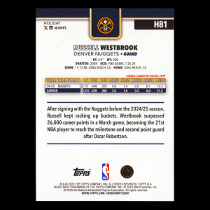 Russell Westbrook 2025-26 Topps Holiday Glitter Holiday Nuggets