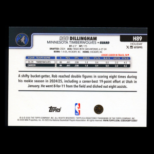 Rob Dillingham 2025-26 Topps Holiday Glitter Holiday Timberwolves