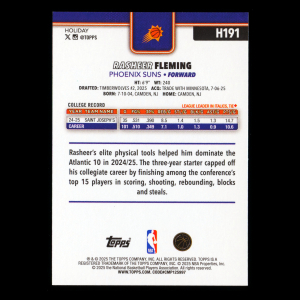 Rasheer Fleming RC 2025-26 Topps Holiday Rookie Suns