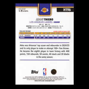 Adou Thiero RC 2025-26 Topps Holiday Rookie Lakers