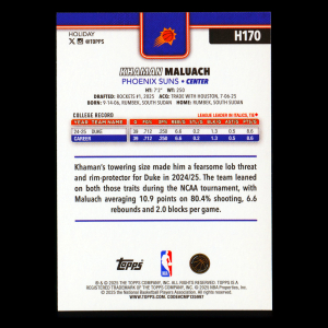 Khaman Maluach RC 2025-26 Topps Holiday Rookie Suns