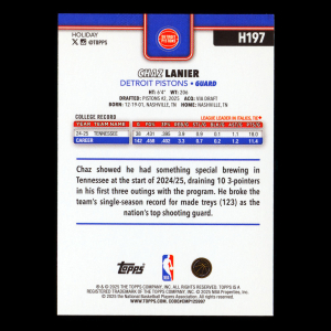 Chaz Lanier RC 2025-26 Topps Holiday Rookie Pistons