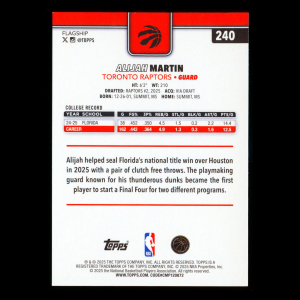 Alijah Martin RC 2025-26 Topps Rookie Raptors