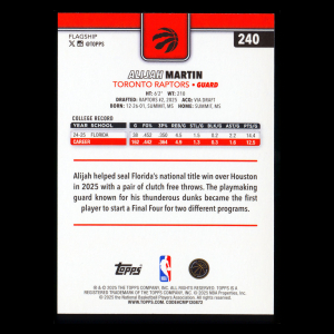 Alijah Martin RC 2025-26 Topps Rookie Raptors