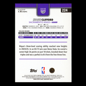 Nique Clifford RC 2025-26 Topps Rookie Kings