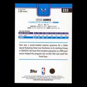 Sion James RC 2025-26 Topps Rookie Hornets