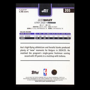 Ace Bailey RC 2025-26 Topps Rookie Jazz