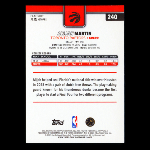Alijah Martin RC 2025-26 Topps Rookie Raptors