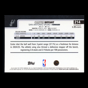 Carter Bryant RC 2025-26 Topps Rookie Spurs