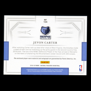 Jevon Carter RC 2018-19 National Treasures Patch Auto Grizzlies - Magic 02/49