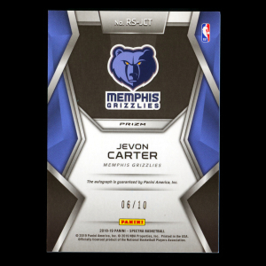 Jevon Carter RC 2018-19 Spectra Rising Stars Signatures Gold Grizzlies 06/10