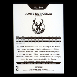 Donte DiVincenzo RC 2018-19 Panini NBA Hoops Rookie Bucks