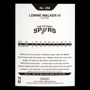 Lonnie Walker IV RC 2018-19 Panini NBA Hoops Rookie Spurs