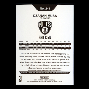 Dzanan Musa RC 2018-19 Panini NBA Hoops Rookie Nets
