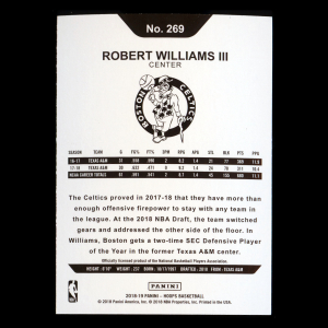 Robert Williams III RC 2018-19 Panini NBA Hoops Rookie Celtics